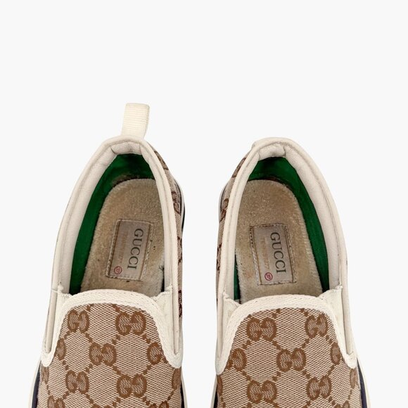 Gucci Tennis 1977 Beige GG Canvas Slip On Sneakers Shoes Size 37 US 7 Women's - Picture 4 of 13